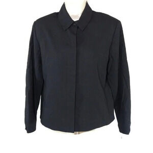Nygard Blazer Jacket Women Size 6P Black Rayon Wool Long Sleeve Career NEW Vinta